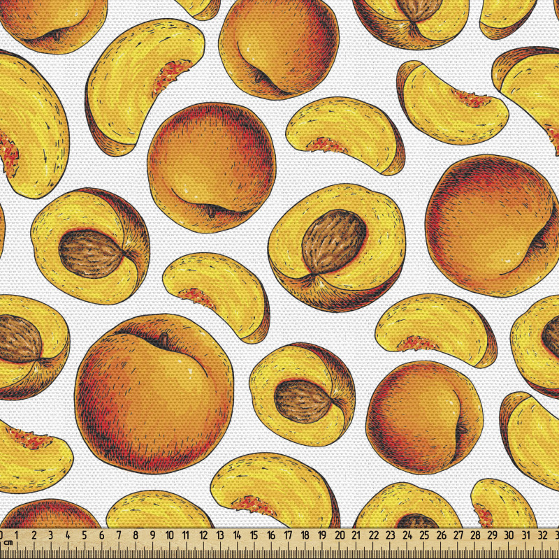 Meyve Parça Kumaş Eskitilmiş Tekrarlı Kayısı Dilimleri Deseni