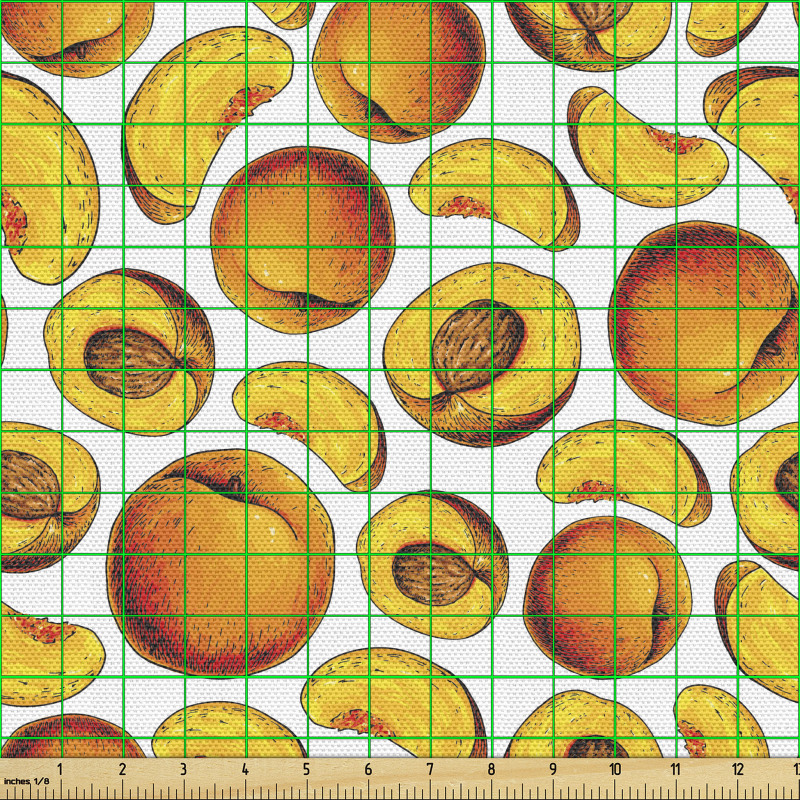 Meyve Parça Kumaş Eskitilmiş Tekrarlı Kayısı Dilimleri Deseni