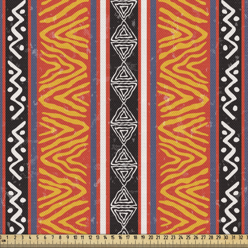 Etnik Parça Kumaş Tribal Geometrik Çizgi Zikzak Afrika Desenli