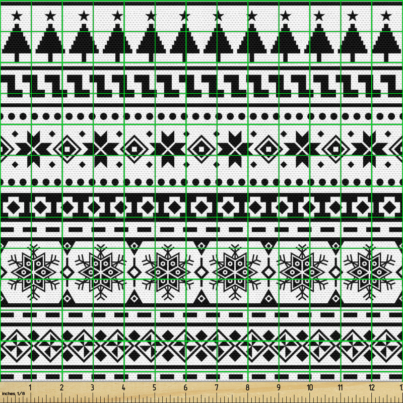 Etnik Parça Kumaş Monokrom Geometrik Tekrarlı Otantik Motifler