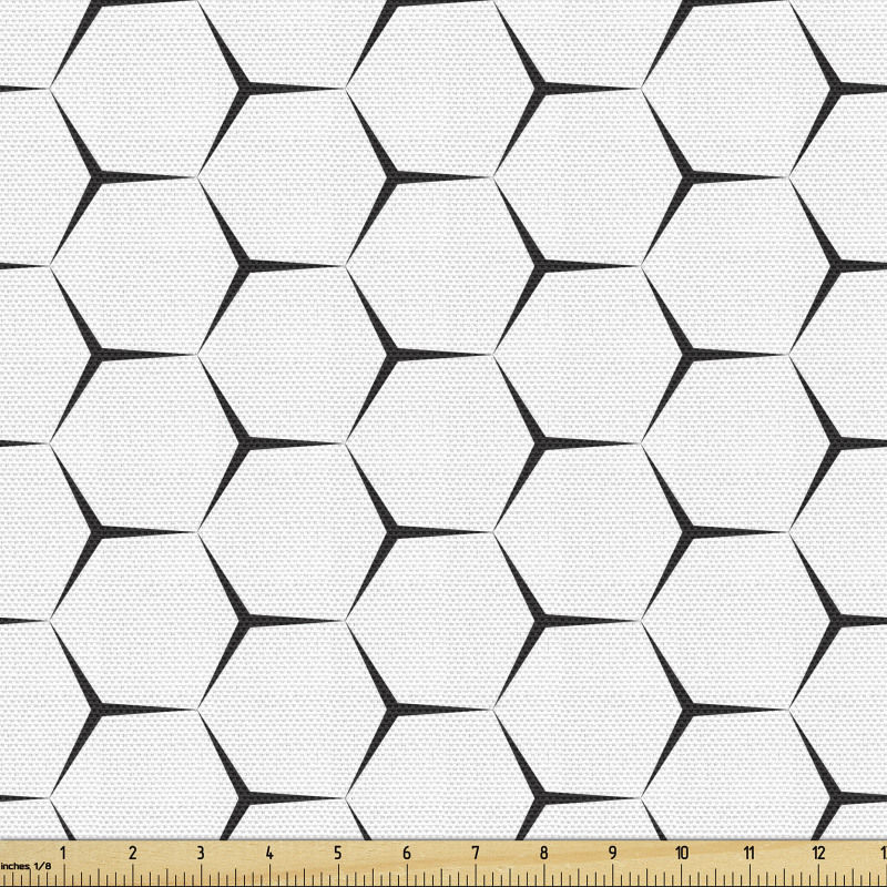 Geometrik Parça Kumaş Monokrom Altıgen Bal Peteği Motifli Desen