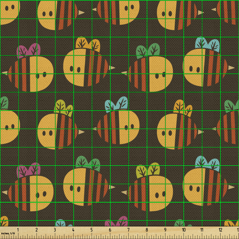 Karikatür Parça Kumaş Sevimli Yaratıcı Bal Arısı Çizimli Desen