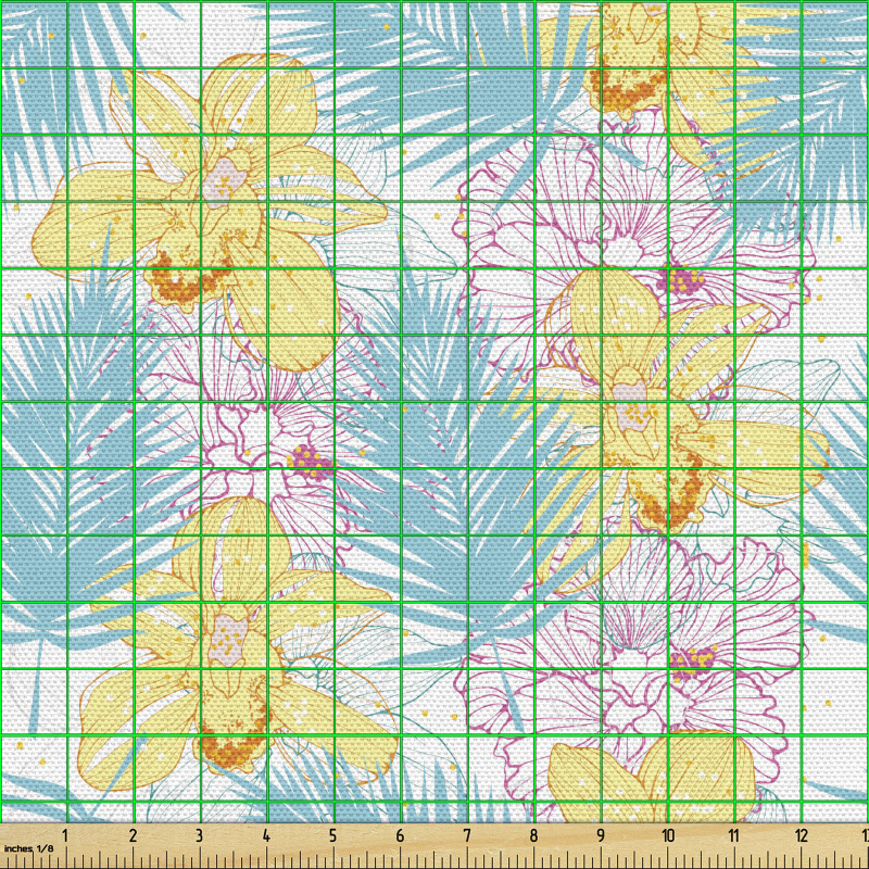 Hawaii Parça Kumaş Rengarenk Aloha Çiçekleri Bitkileri Tasarımı