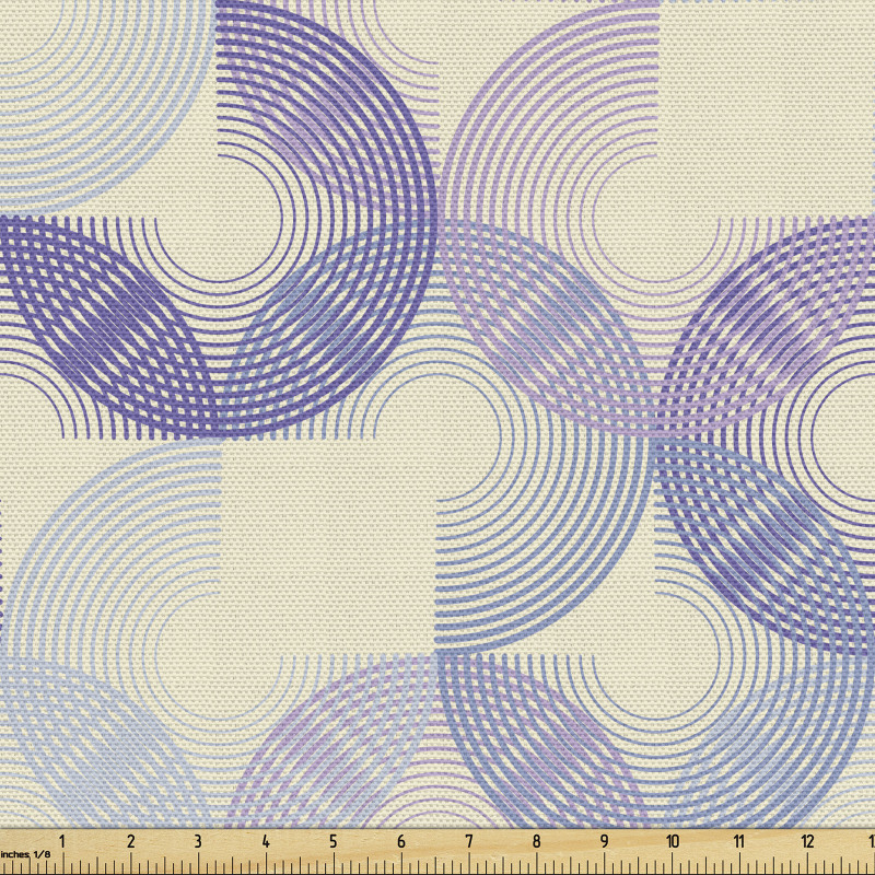 Geometrik Parça Kumaş Tekrarlı Dairesel Düzgün Çizgiler Dizaynı