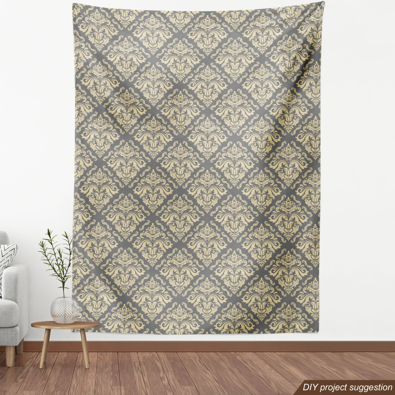 Damask Parça Kumaş Klasik Geometrik Soyut Çiçek Süslemeleri 