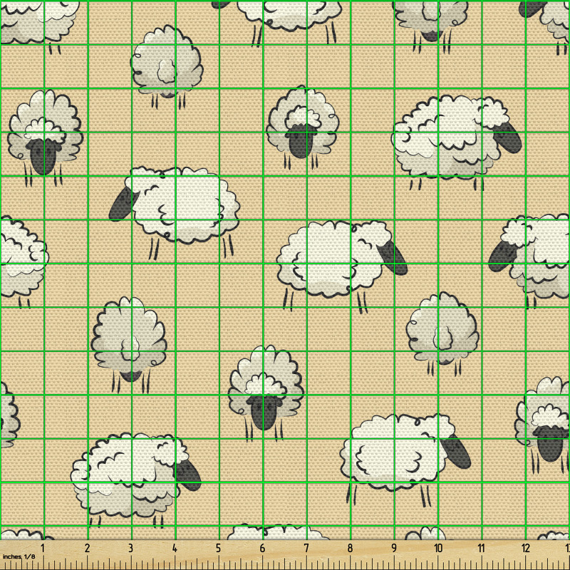 Hayvan Parça Kumaş Minimal Pofuduk Koyunlar Karikatür Çizimi