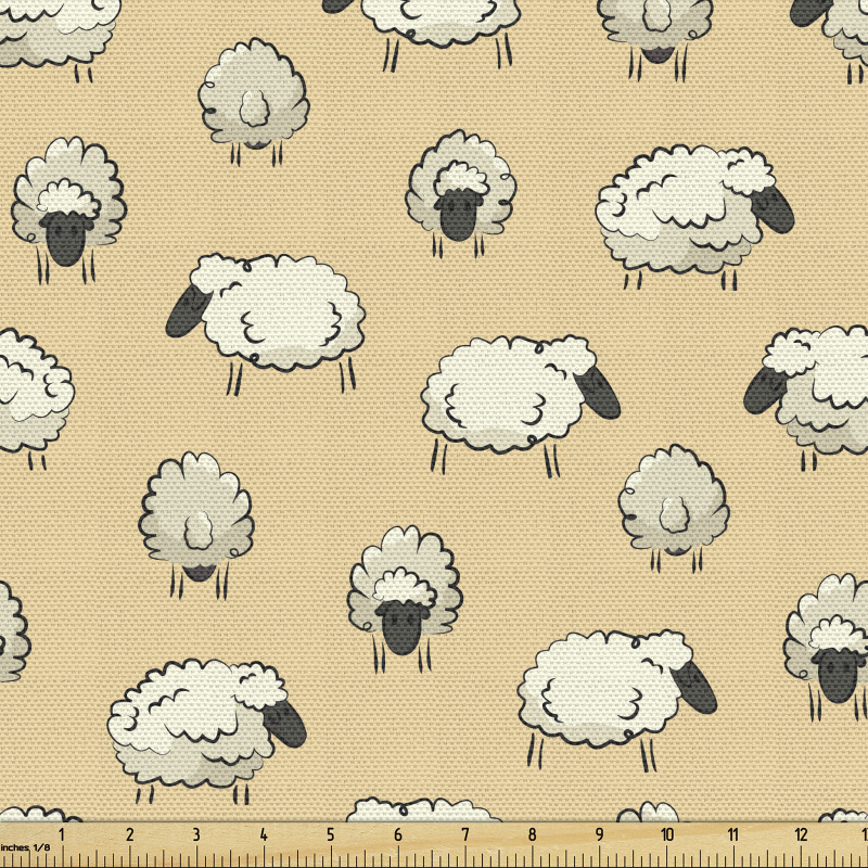 Hayvan Parça Kumaş Minimal Pofuduk Koyunlar Karikatür Çizimi