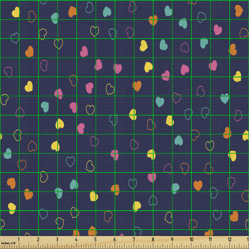 Soyut Parça Kumaş Sevimli Minik Kalpler Deseni 