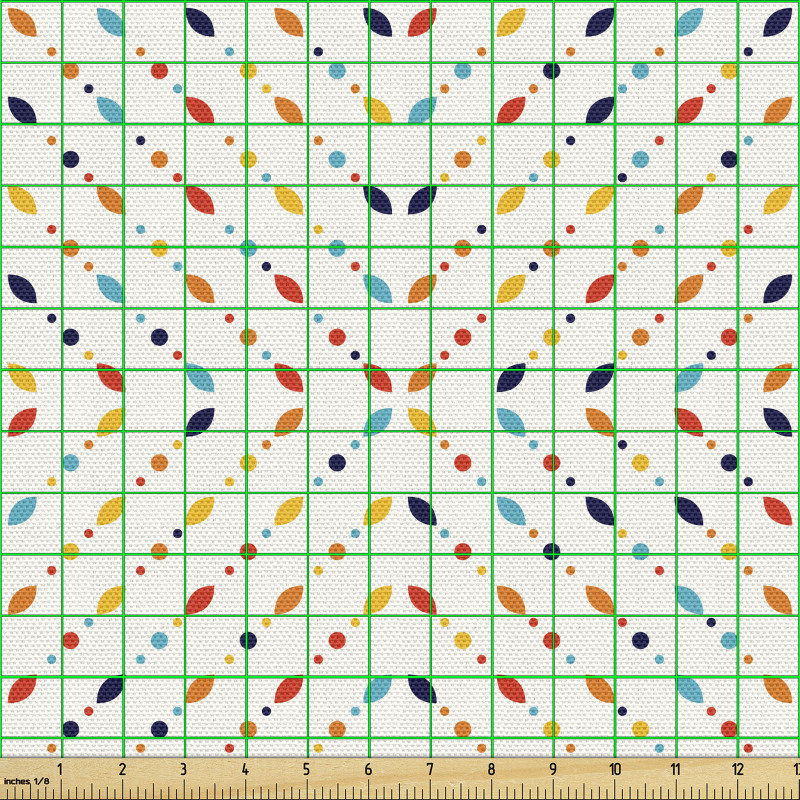 Geometrik Parça Kumaş Rengarenk Tasarım Noktalardan Oluşan Kare