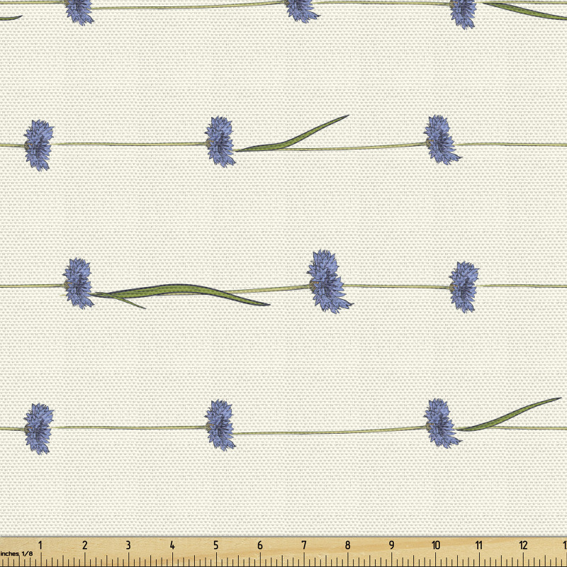 Çiçekli Parça Kumaş Yatay Yönlü Tekrarlı Kantaron Motifleri