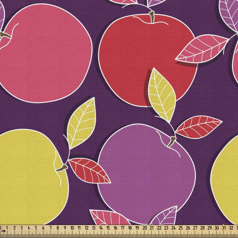 Meyve Parça Kumaş Rengarenk Olgun Elma Silüetleri İlüstrasyonu