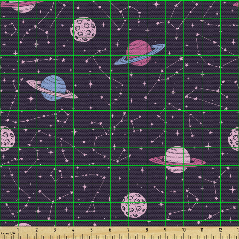 Galaksi Parça Kumaş Küçük Gezegenler Takımyıldızları Deseni