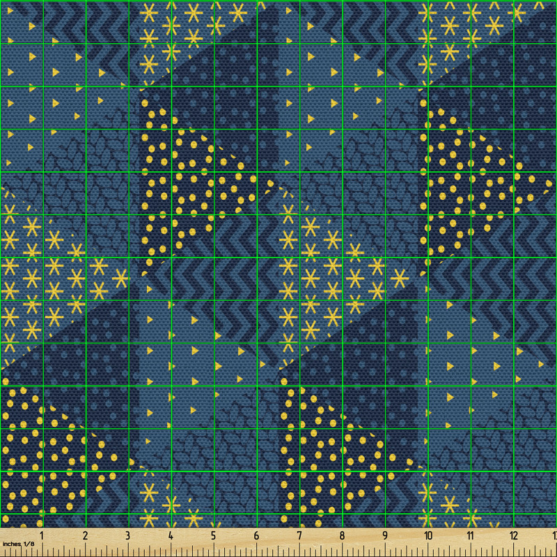 Gece Parça Kumaş Üçgenler ile Yıldızlar Noktalar ve Zikzaklar