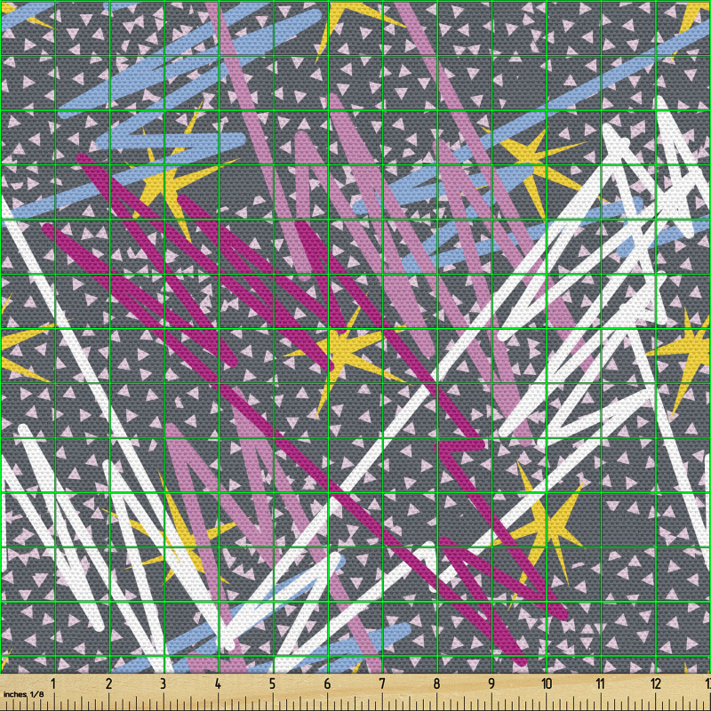 Modern Parça Kumaş Karışık Desenli Karalama Çizgiler Yıldızlar