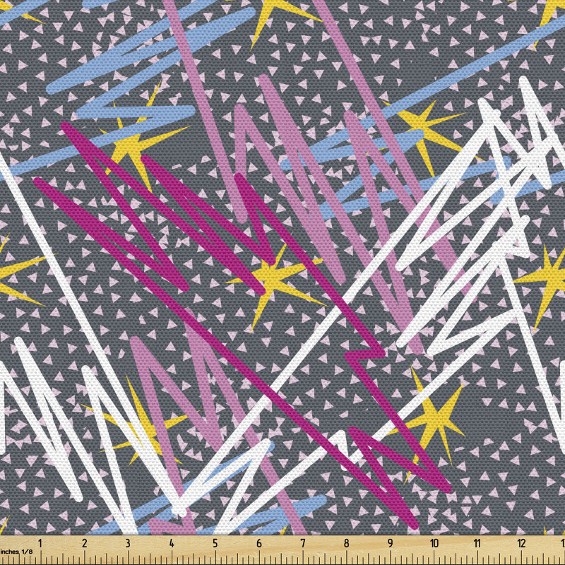 Modern Parça Kumaş Karışık Desenli Karalama Çizgiler Yıldızlar