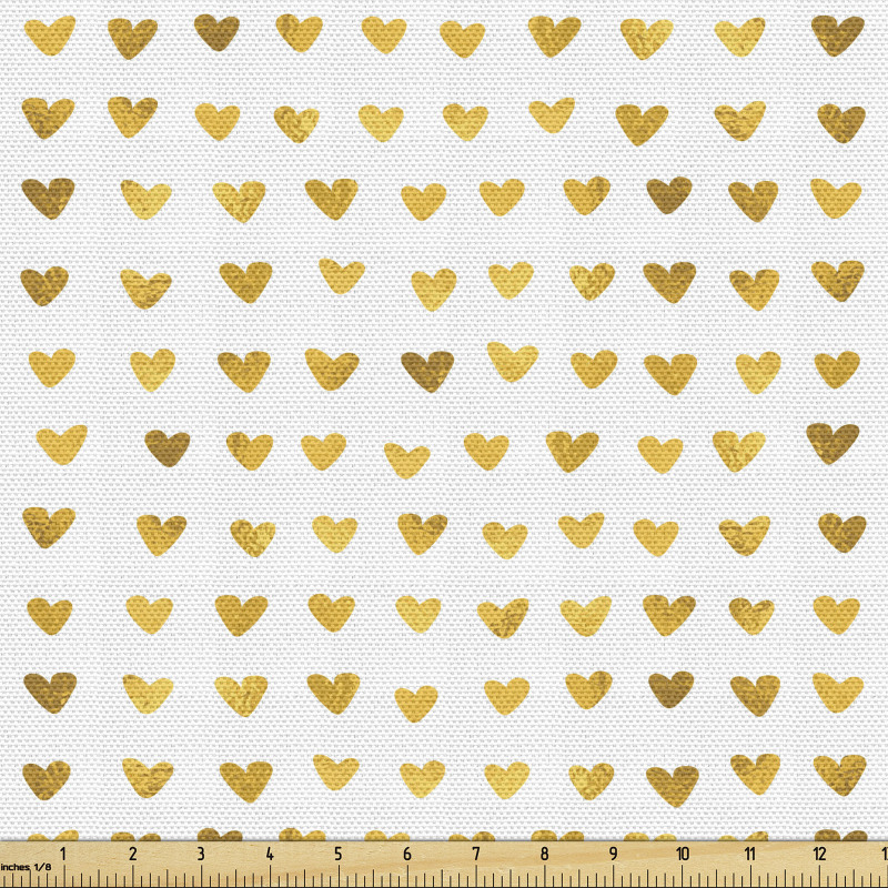 Minimal Parça Kumaş Altın Tonlarında Küçük Romantik Kalpler