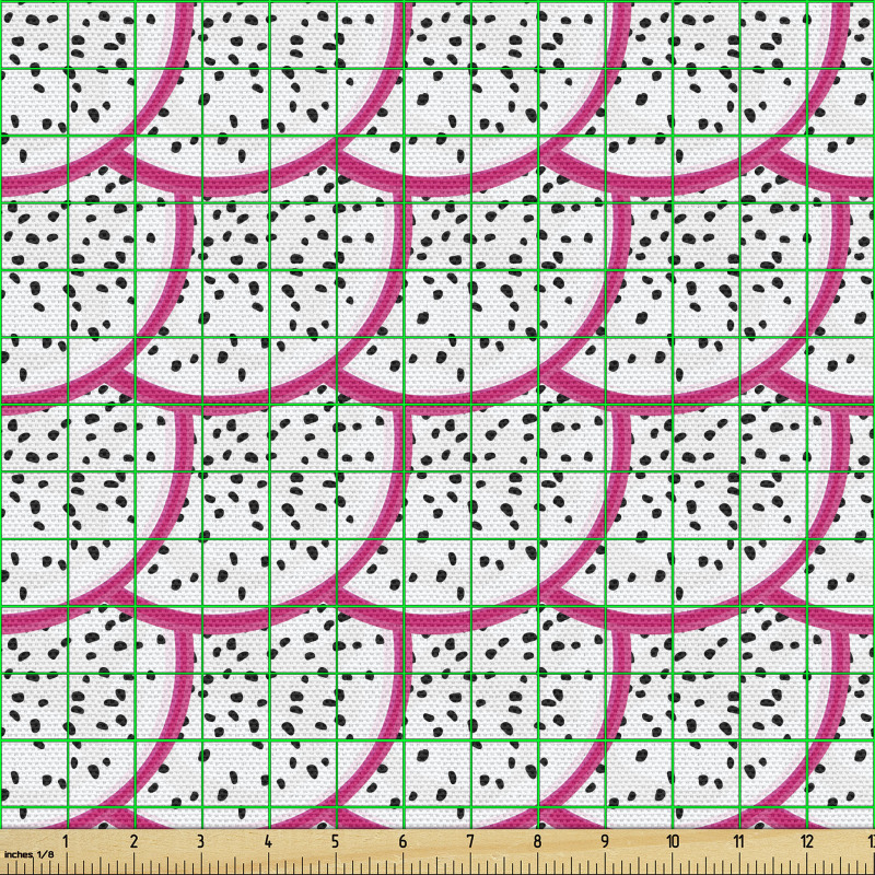 Meyve Parça Kumaş Üst Üste Çizilmiş Ejderha Meyvesi Dilimleri