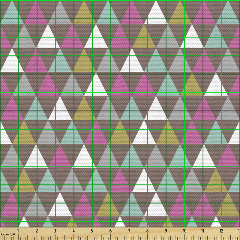 Geometrik Parça Kumaş Retro Görünümlü Tekrarlı Üçgen Motifleri