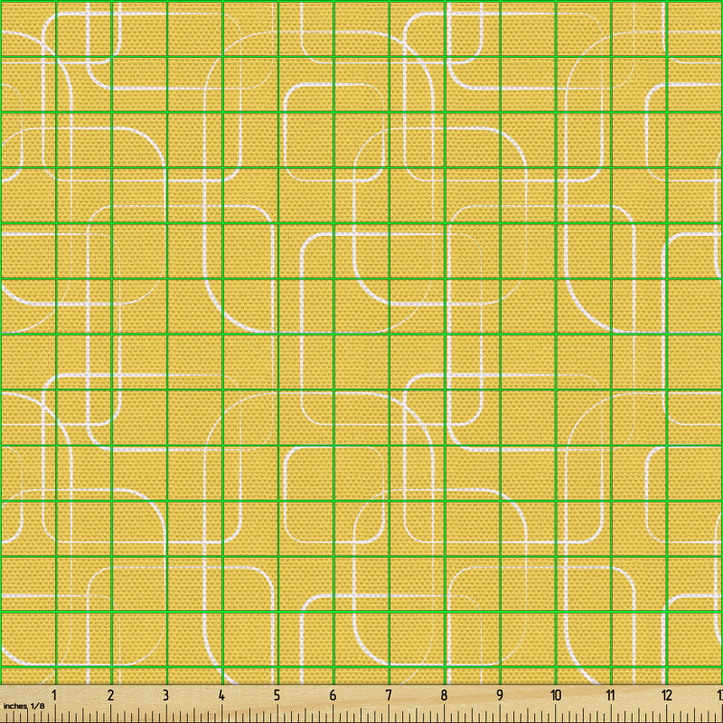 Geometrik Parça Kumaş İç İçe Geçmiş Kavisli ve İnce Kare Deseni