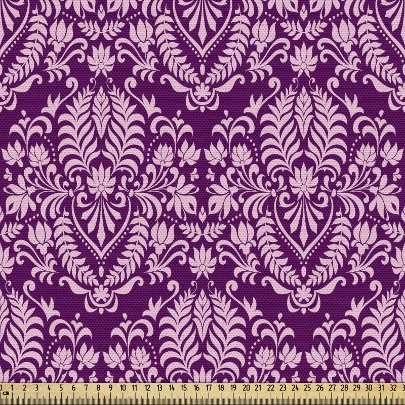 Çiçekli Parça Kumaş Soyut Floral Motif Süslemeli Damask Deseni