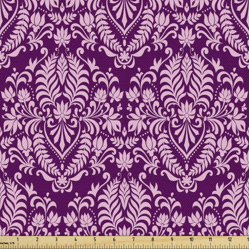 Çiçekli Parça Kumaş Soyut Floral Motif Süslemeli Damask Deseni