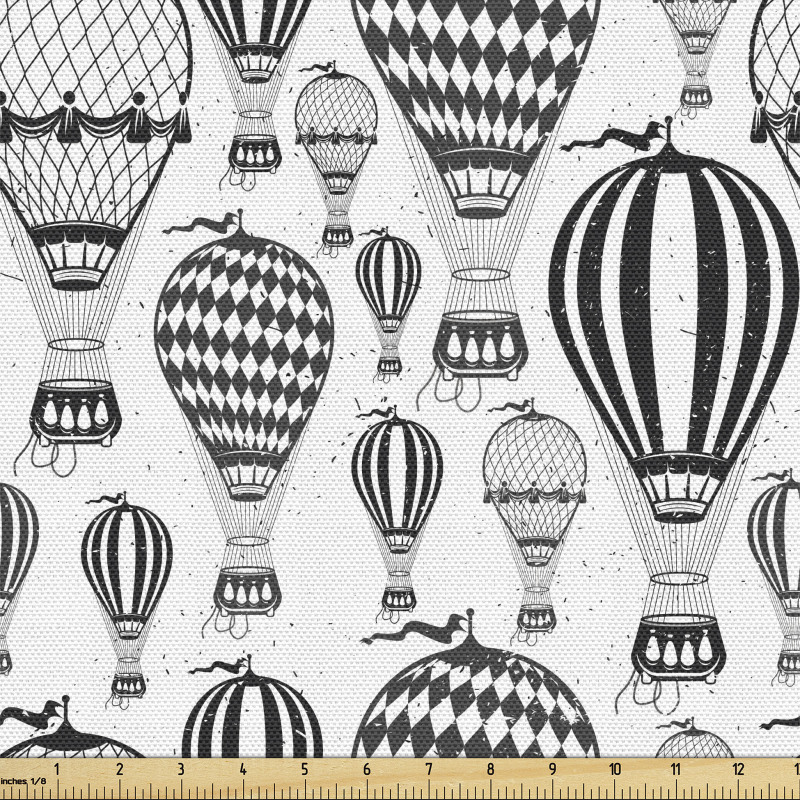 Macera Parça Kumaş Kirli Görünümlü Vintage Uçan Balonlar Deseni