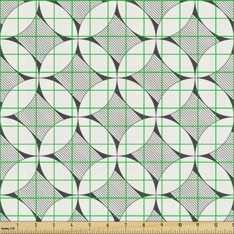 Mozaik Parça Kumaş Soyut Geometrik Modern Çizgili Daire Motifi