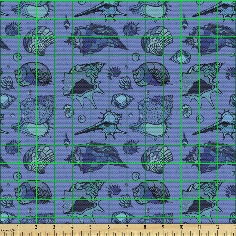 Deniz Parça Kumaş Aynı Tonlarda Çeşitli Deniz Kabuğu Modelleri