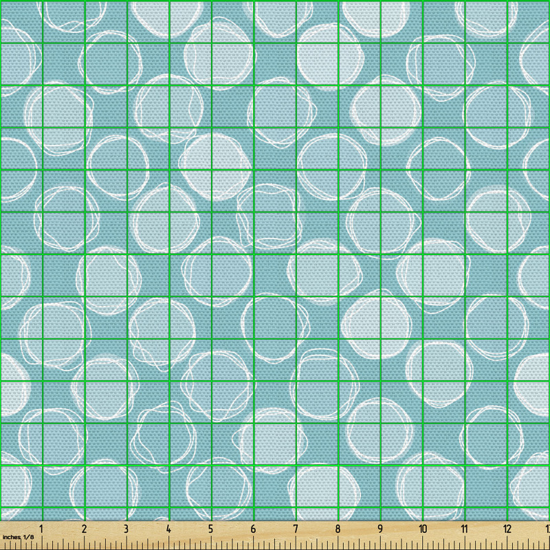 Soyut Parça Kumaş Küçük Eğri Mavi Dairelerle Geometrik Motifler