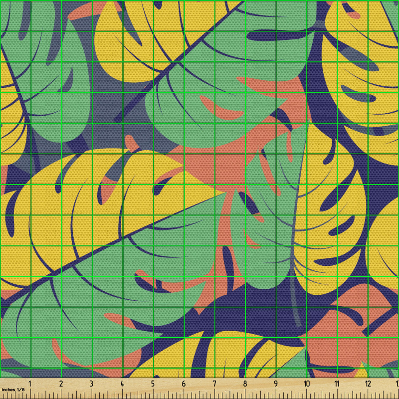 Tropik Parça Kumaş Rengarenk Soyut Egzotik Jungle Yaprakları
