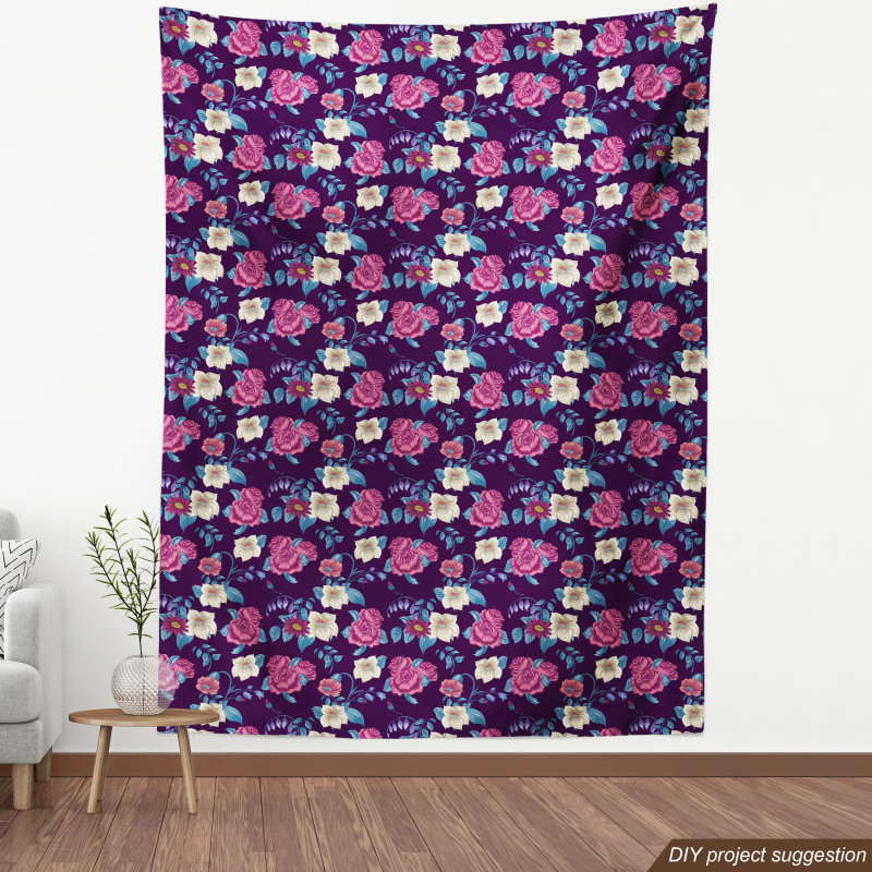 Çiçekli Parça Kumaş Rengarenk Bahar Temalı Floral Motifler