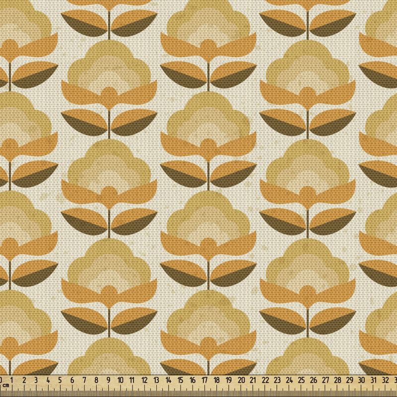 Retro Parça Kumaş Soyut Vintage Simetrik Çiçek Dalı Tasarımı
