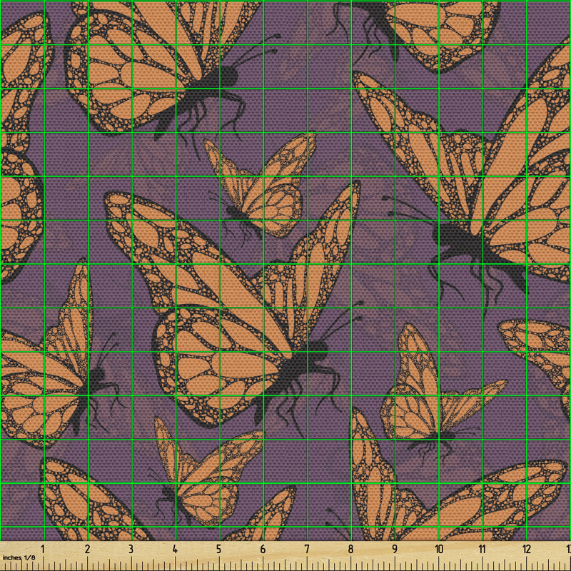 Doğa Parça Kumaş Detaylı ve Parlayan Kelebek Siluetleri Çizimi