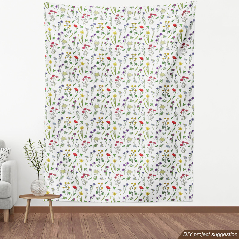 Çiçekli Parça Kumaş Bahar Temalı Rengarenk Floral Motifler