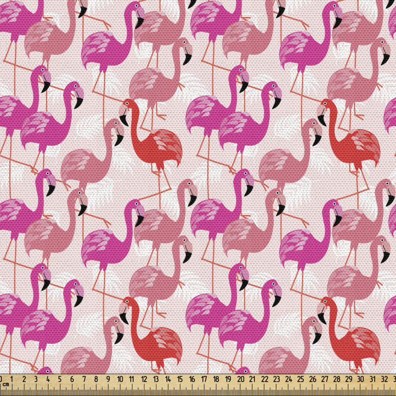 Hayvan Parça Kumaş Pembe ve Nar Çiçeği Renginde Flamingolar