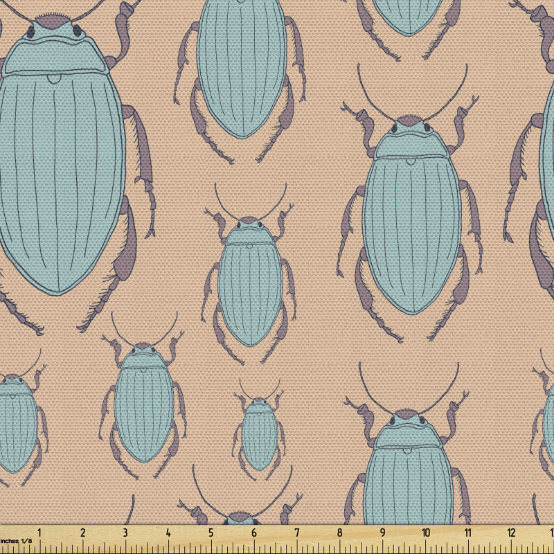 Doğa Parça Kumaş Renkli Arka Planda Böcek Deseni İllüstrasyonu