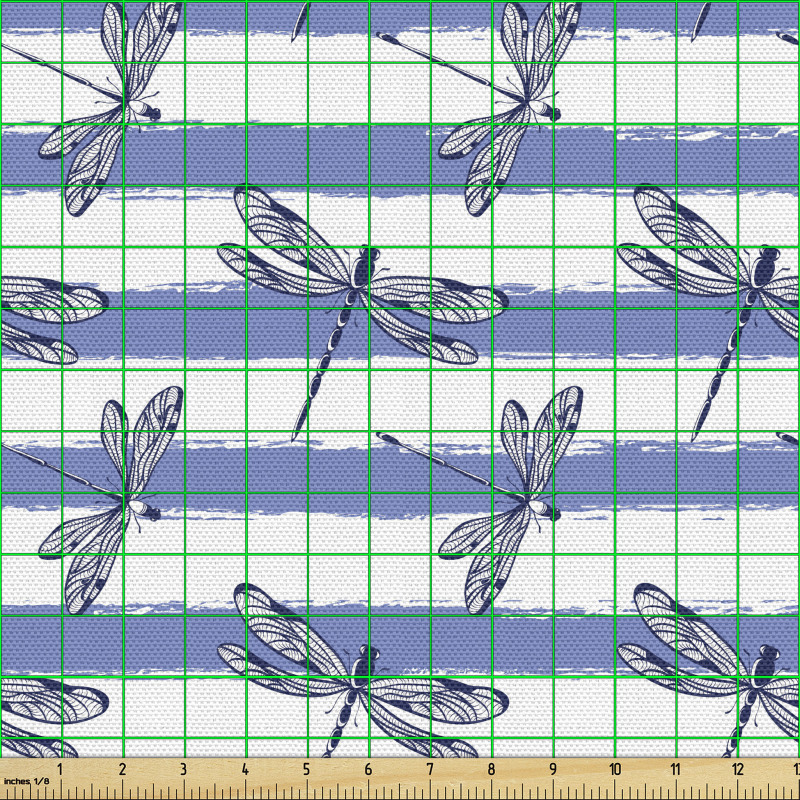 Böcek Parça Kumaş Yatay Şeritli Arka Plana Çizilmiş Yusufçuklar