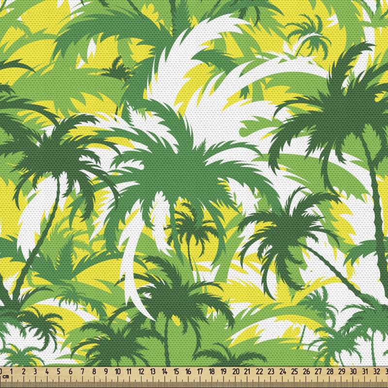 Tropikal Parça Kumaş Tekrar Eden Palmiye Ağacı Silüeti Deseni