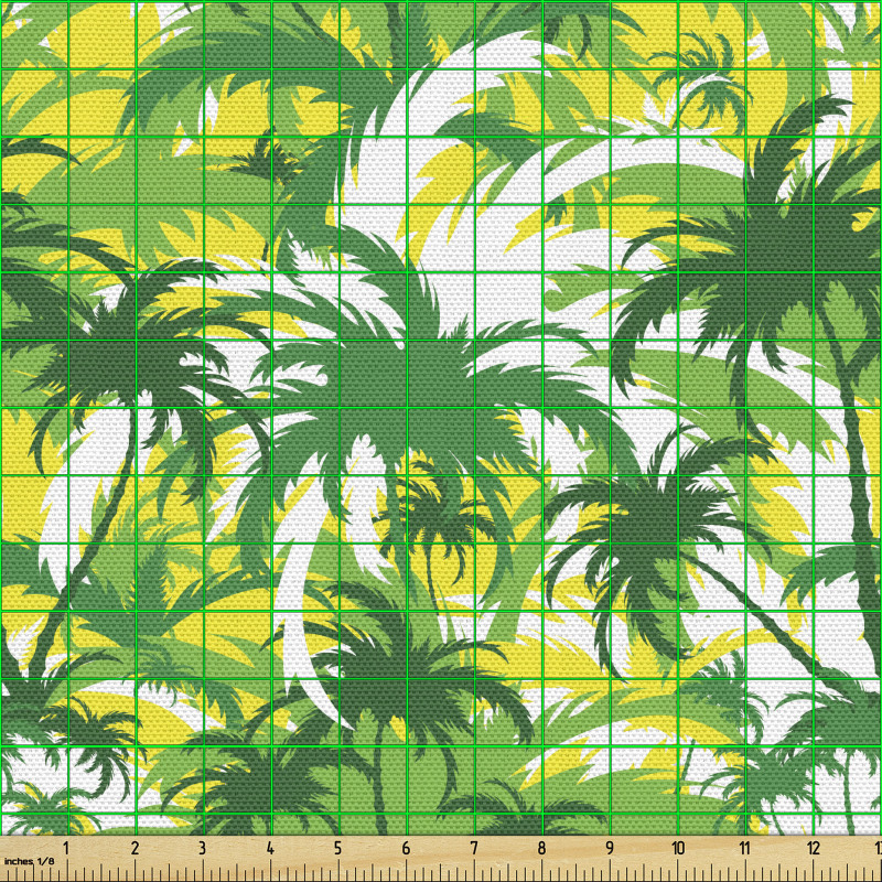 Tropikal Parça Kumaş Tekrar Eden Palmiye Ağacı Silüeti Deseni