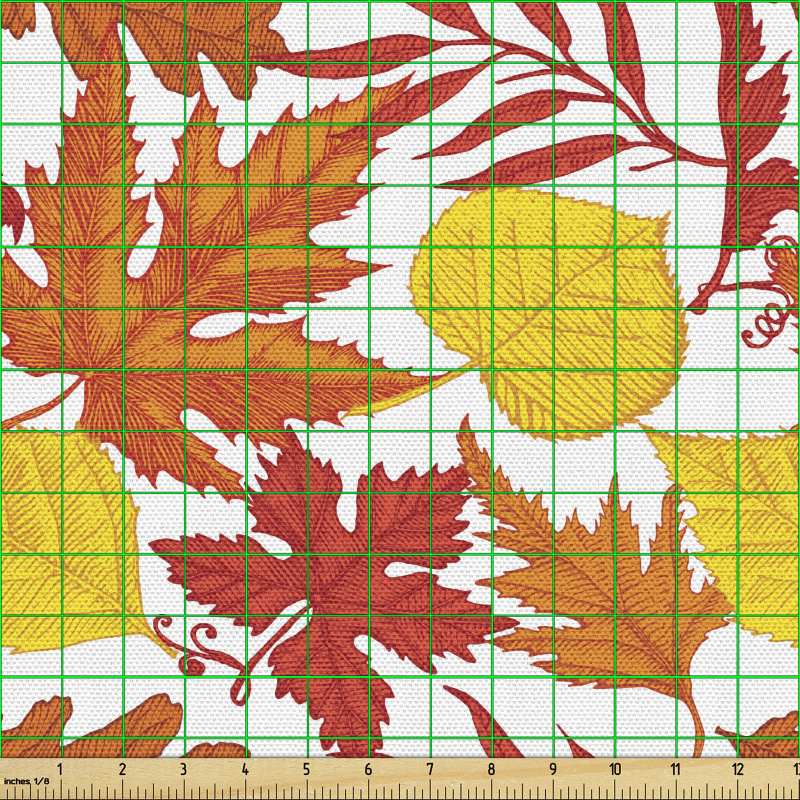 Çiçekli Parça Kumaş Sonbahar Mevsimi Temalı Yapraklar Deseni