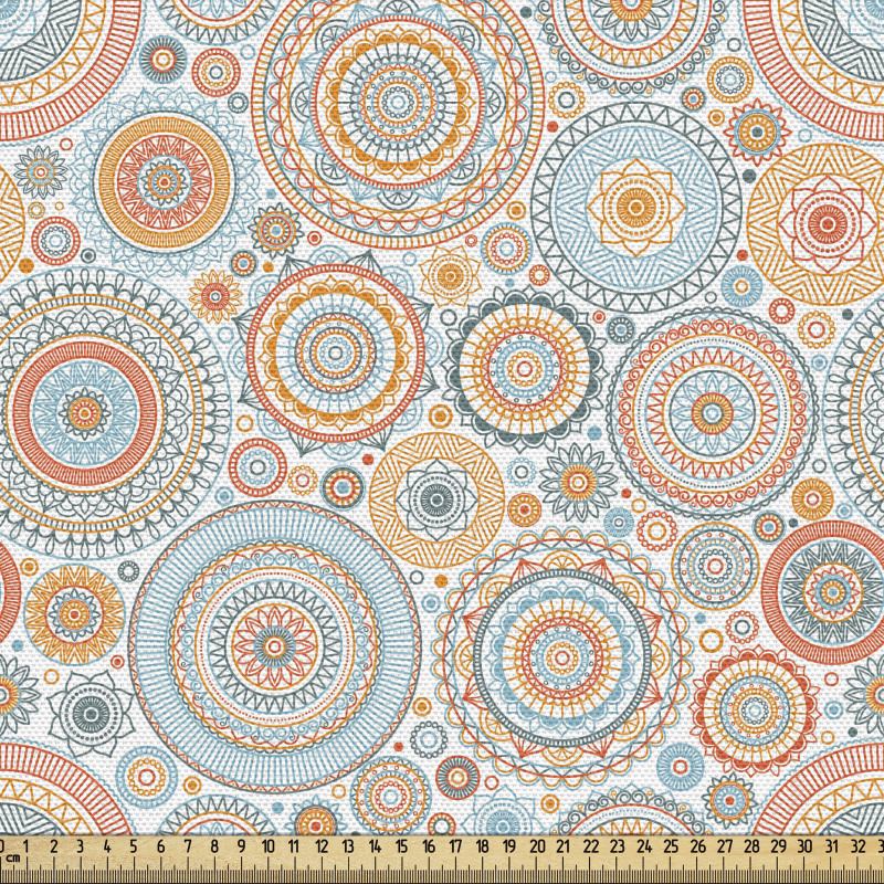 Mandala Parça Kumaş Geometrik Rengarenk Bohem Daireli Desen
