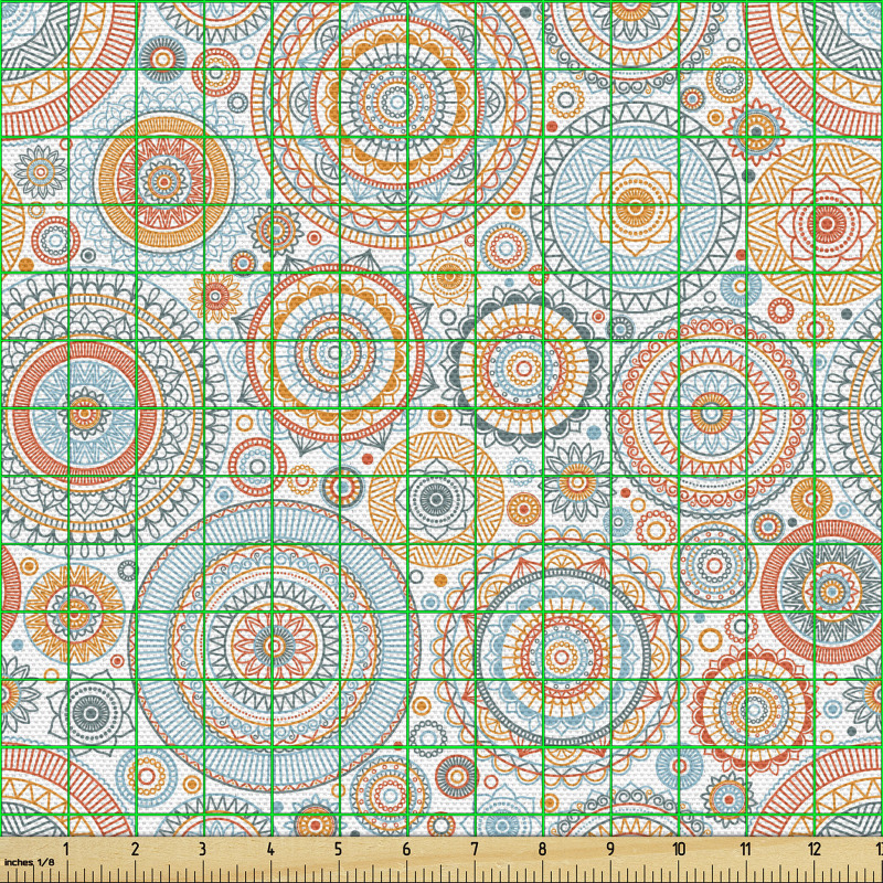 Mandala Parça Kumaş Geometrik Rengarenk Bohem Daireli Desen