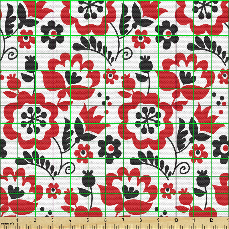 Çiçekli Parça Kumaş Tekrar Eden Gelincik Floral Motif Deseni