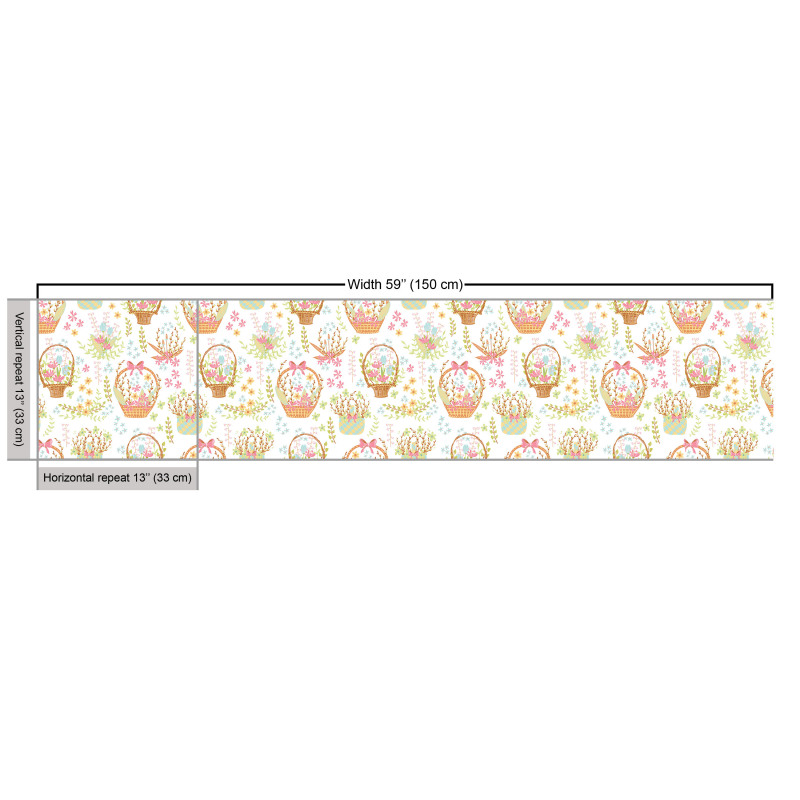 Floral Motif Parça Kumaş Pembe Çiçekli Şık Bahar Sepeti Desenli