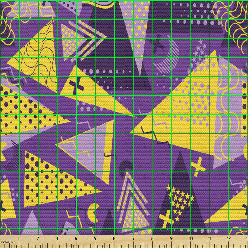 Geometrik Parça Kumaş Parlak ve Canlı Üçgenler ile Yıldızlar