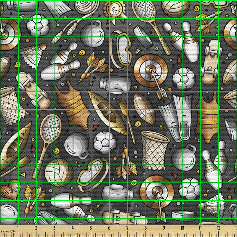 Spor Parça Kumaş Karışık Desenli Birçok Sportif Daldan Eşyalar