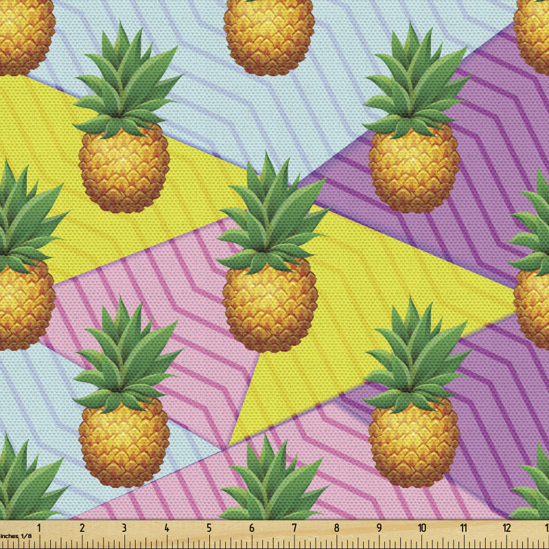 Rengarenk Parça Kumaş Yaz Temasında Geometrik Arka Plan Ananas