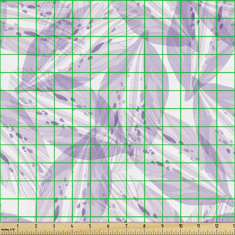 Mor Parça Kumaş Pastel Tonlarda Doğa Kompozisyonu Yapraklar