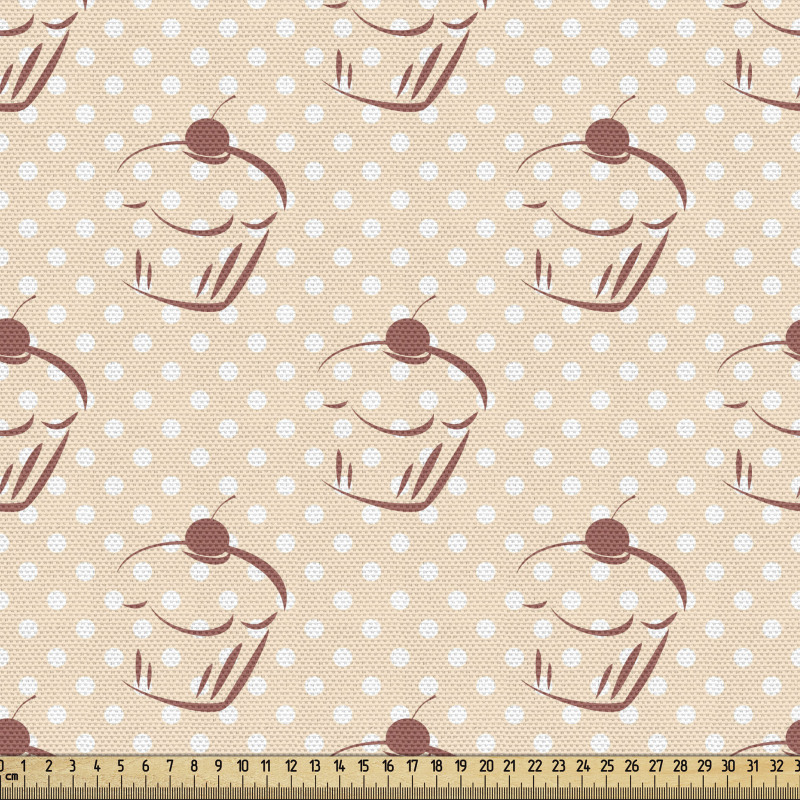 Vintage Parça Kumaş Pastel Puantiyeler Üzerinde Cupcake Kekler