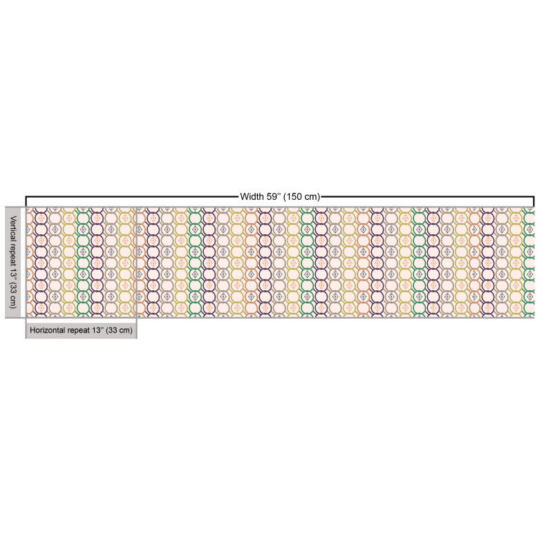 Modern Parça Kumaş Rengarenk Çemberler Geometrik Devamlı Desen